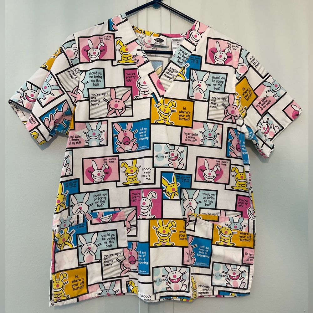 💗Happy bunny scrub top size medium💗